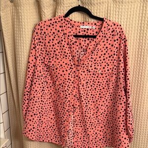 Old Navy Pink Buttoned Blouse with Mandarin Collar